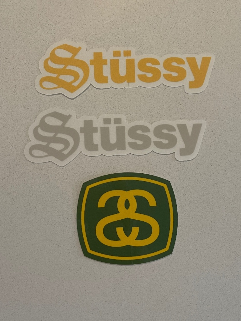 NEW lot of 3 STUSSY sticker yellow white logo